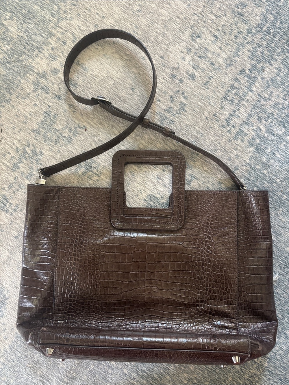STAUD chocolate brown leather tote bag/ large hand bag with detachable strap